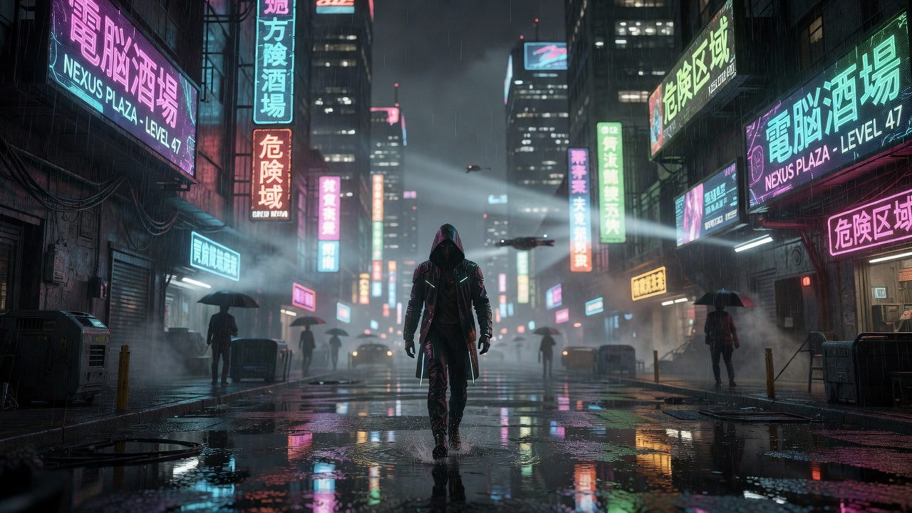 Neon-lit cyberpunk city skyline at night, symbolic of the futuristic worlds covered in gaming news