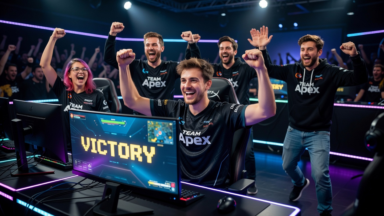 Gamer celebrating a victory, representing the passion behind Gamews