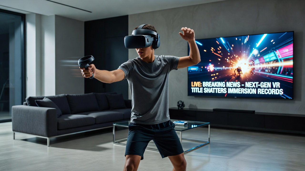 Player enjoying an immersive VR gaming experience